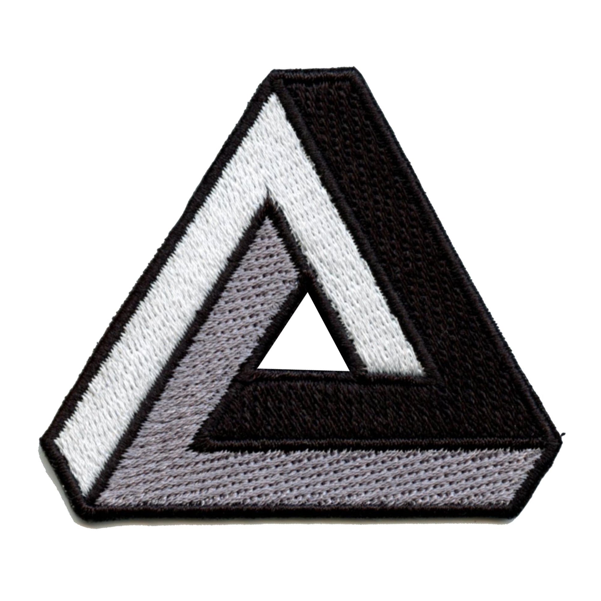 Penrose Monochrome Impossible Triangle Iron on Embroidered Patch 