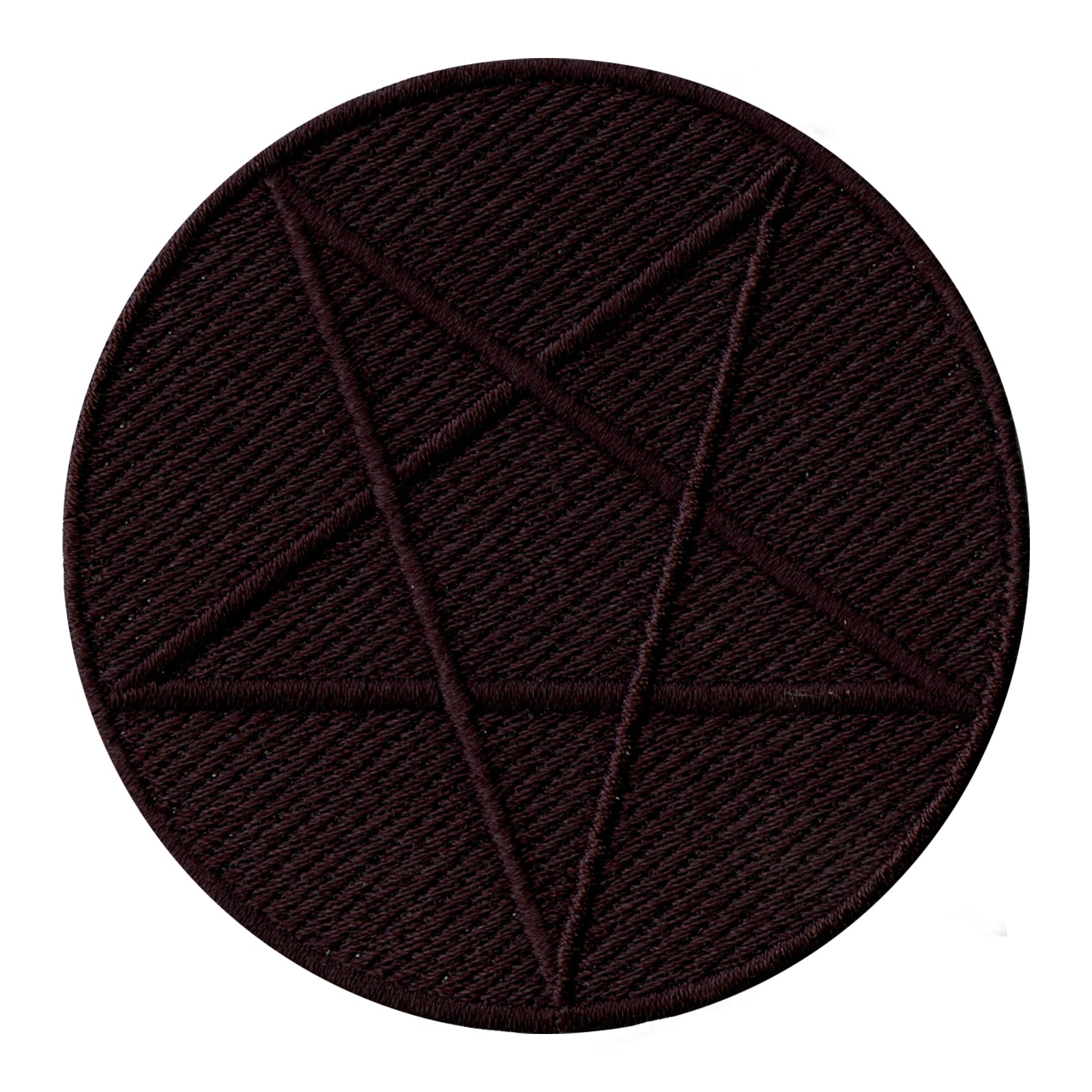 All Black Pentagram Symbol Iron On Embroidered Patch 