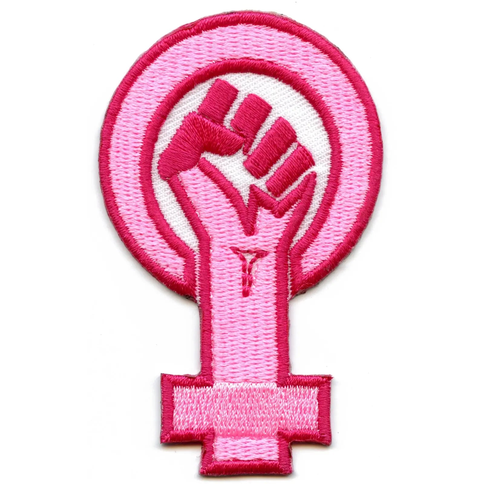 Pink Feminist Fist Logo Embroidered Iron On Patch