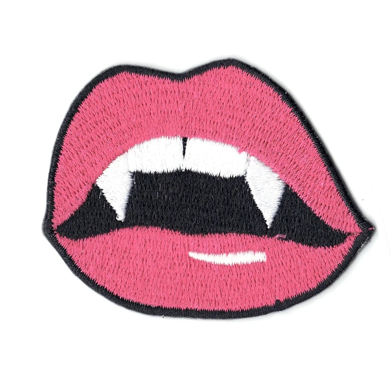 Pink Vampire Girl Lips Emoji Iron on Patch