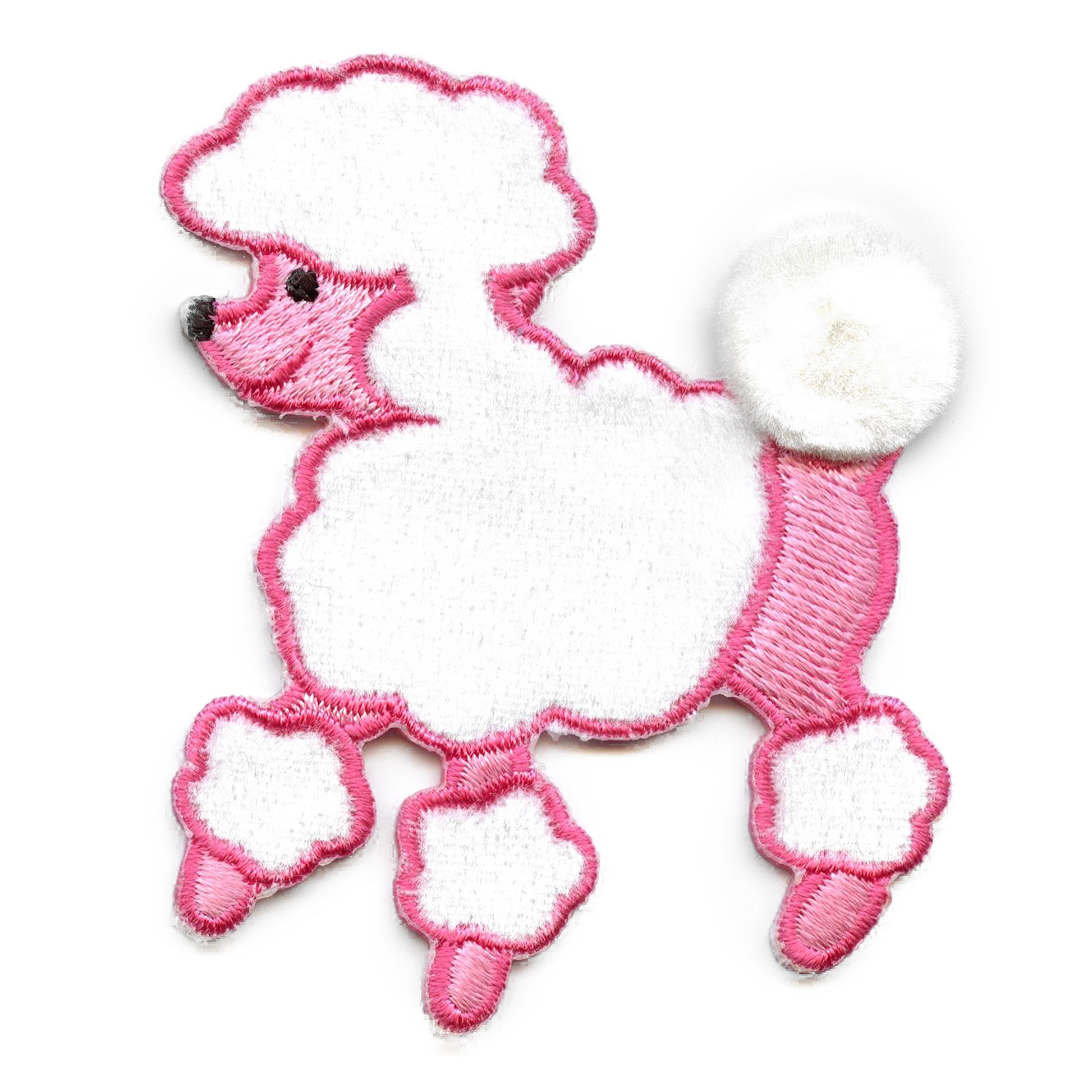 Pink Poodle Embroidered Applique Iron On Patch 