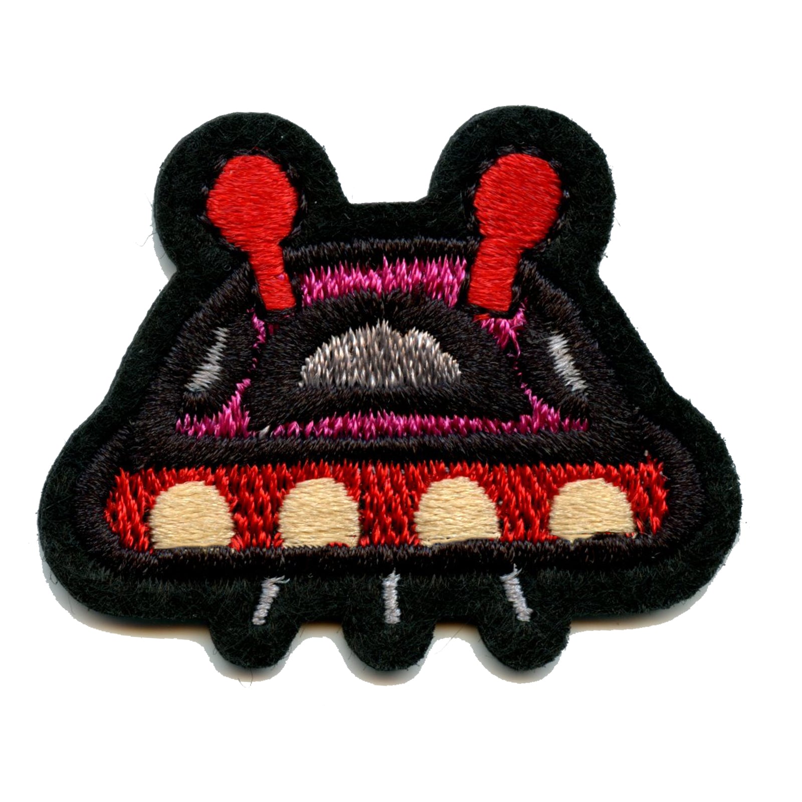 Small Red UFO Alien Spaceship Embroidered Iron On Patch 