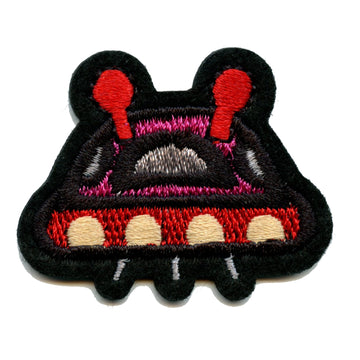 Small Red UFO Alien Spaceship Embroidered Iron On Patch 