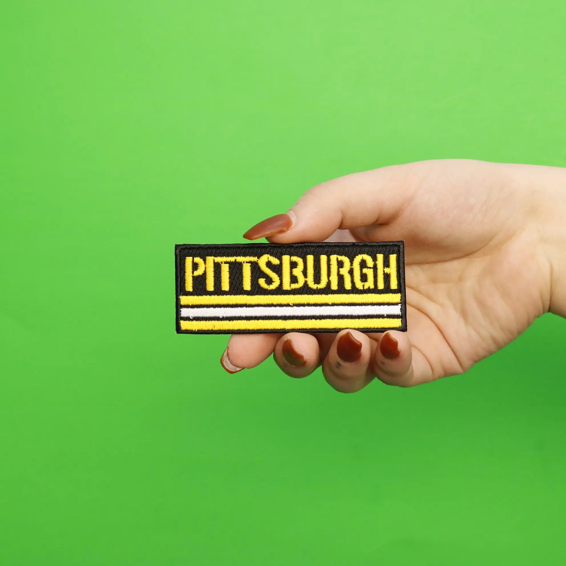Pittsburgh Striped Box Embroidered Iron On Patch 