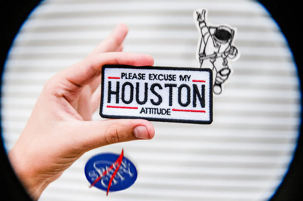 Please Excuse My Houston Attitude License Plate Iron On Patch