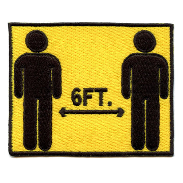 6 Feet Apart Sign Patch Social Distance Embroidered Iron On 
