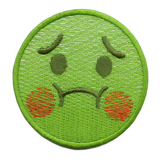 Nauseated Face Vomit Poisoned Emoji Iron On Embroidered Patch 