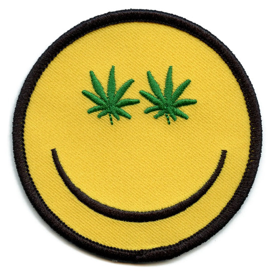 Pot Smiley Patch Weed Emoji Embroidered Iron On 