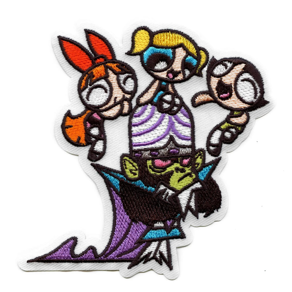 Powerpuff Girls Teasing Mojo Jojo Patch Cartoon Network Animation Embroidered Iron On