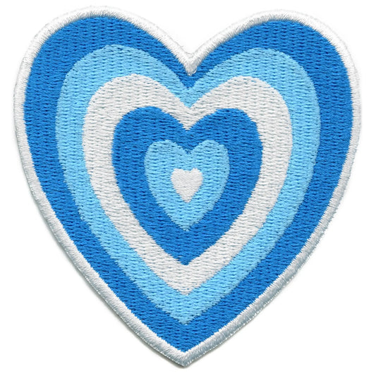 Blue Power Heart Patch Cartoon Girl Hero Embroidered Iron On 