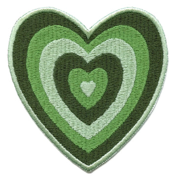 Green Power Heart Patch Cartoon Girl Hero Embroidered Iron On 