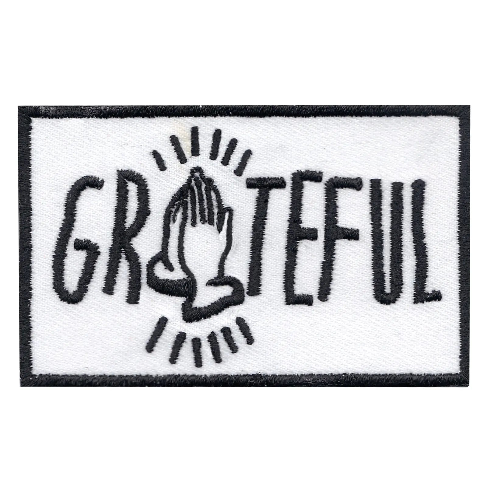 Praying Hands Grateful Iron On Embroidered Patch