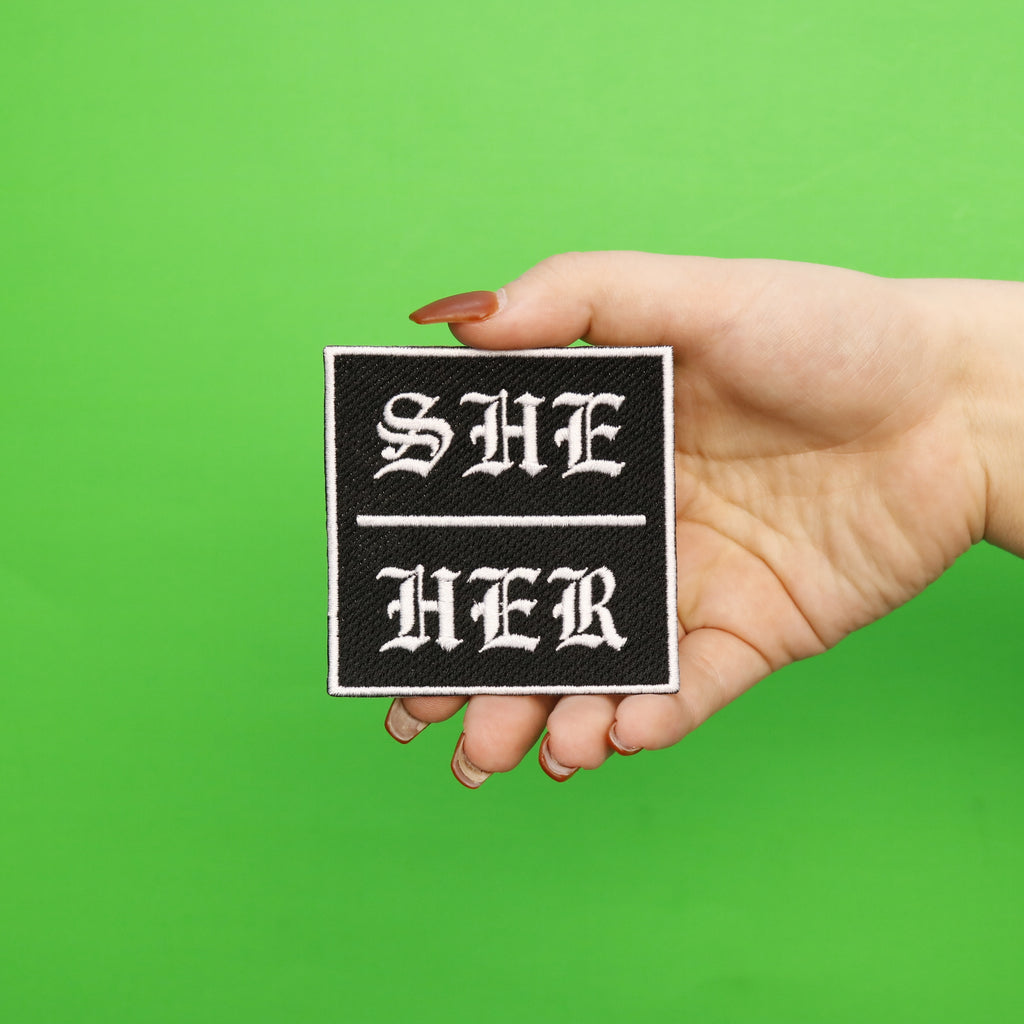She/Her Pronouns Embroidered Iron On Patch 