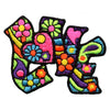 Retro Psychedelic Hippie Love Script Embroidered Iron On Patch 