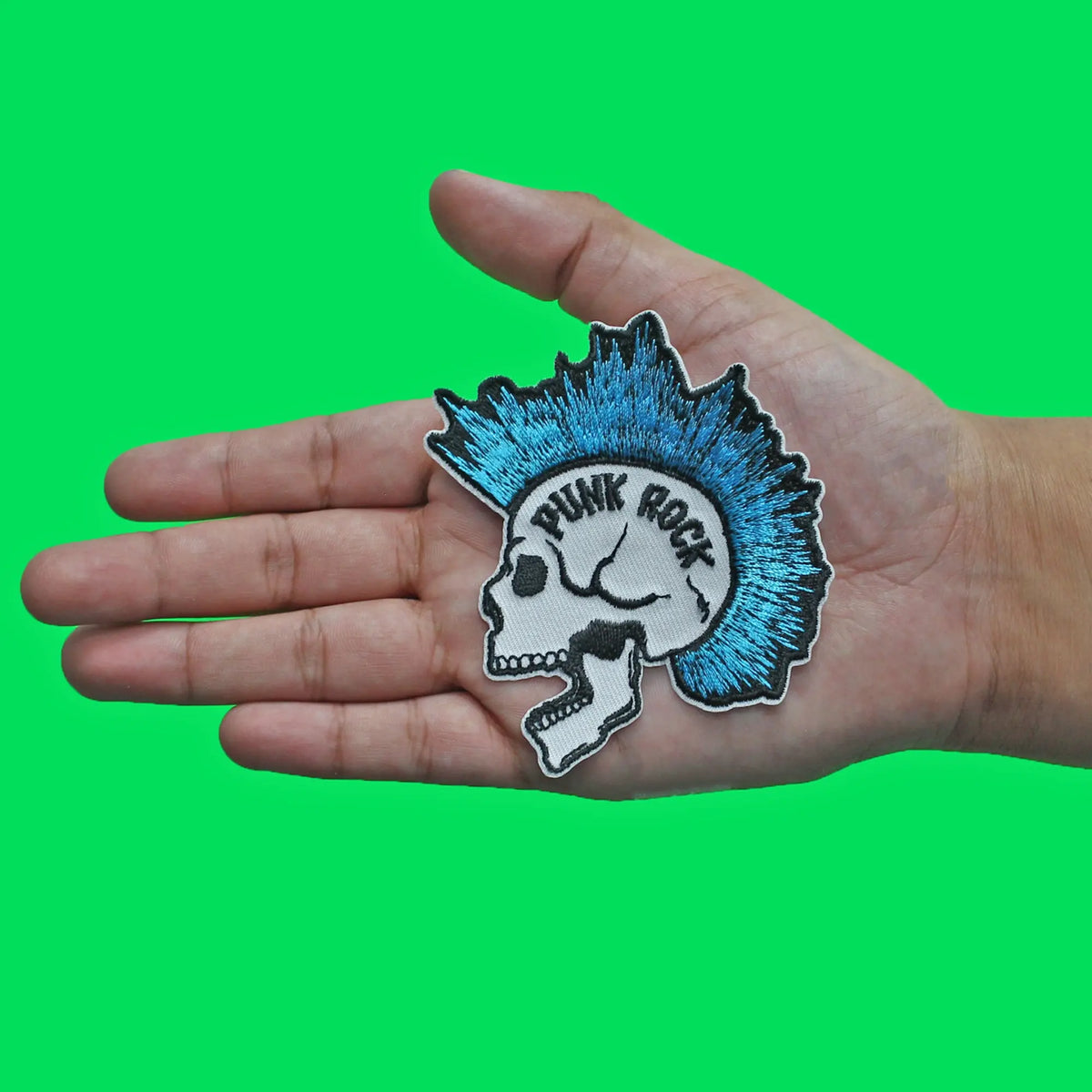Mohawk Punk Rock Skull Patch Blue Alternative Bones – Patch Collection