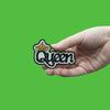 Queen Script with Gold Royal Crown Embroidered Iron on Patch 