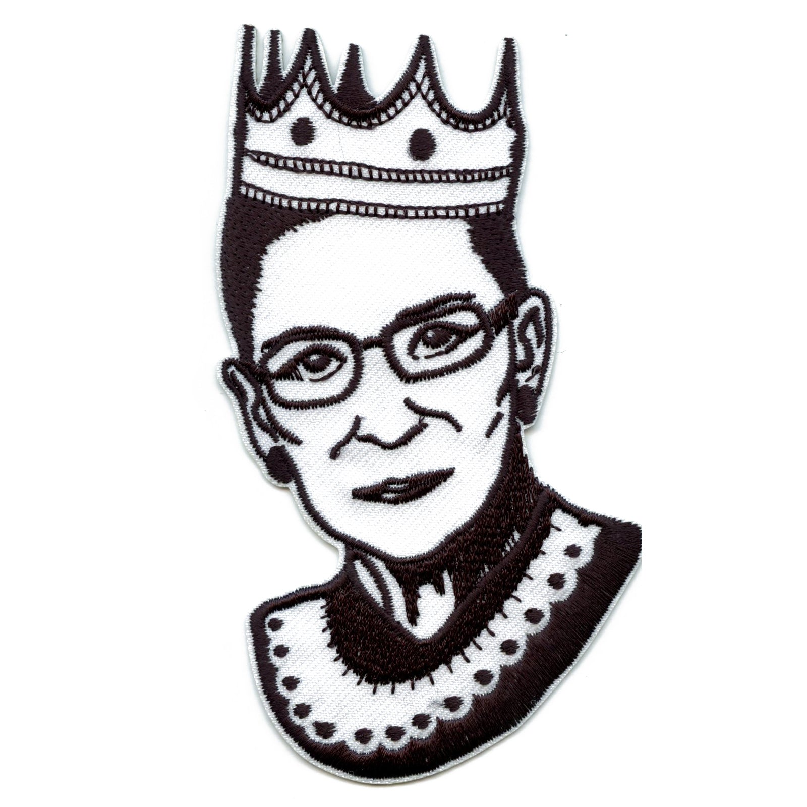 Ruth Bader Ginsburg Portrait With Crown Embroidered Iron On Patch 