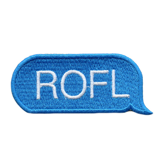 ROFL Blue Text Bubble Embroidered Iron On Patch 