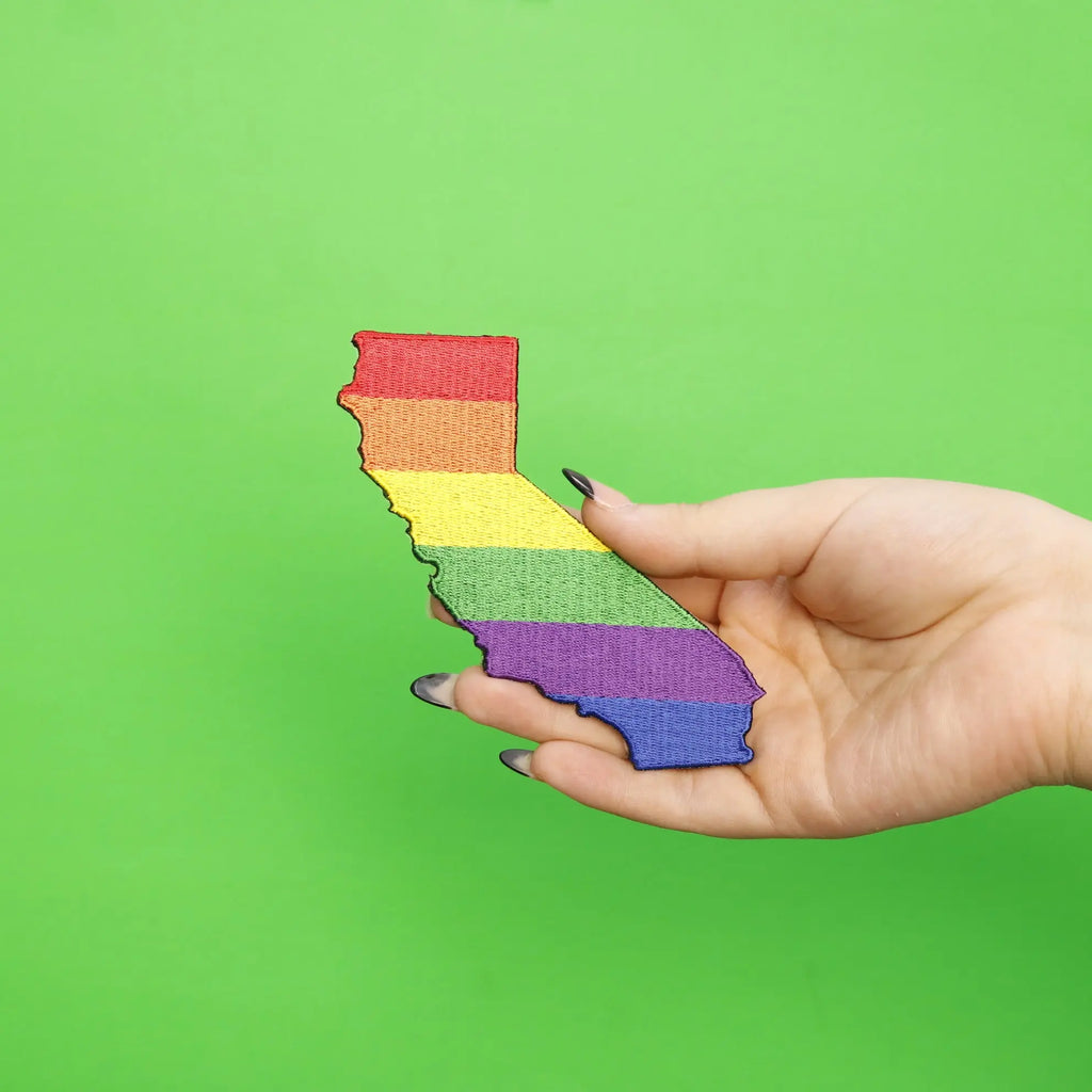 Rainbow California State Embroidered Iron On Patch 
