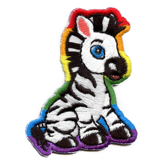Rainbow Zebra Patch Safari Animal Embroidered Iron On 