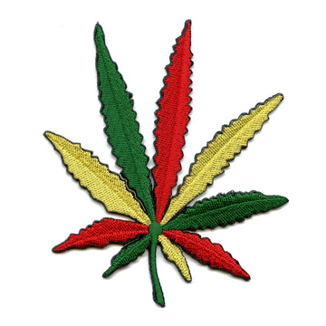 Rasta Weed Patch Ganja Leaf Embroidered Iron On 