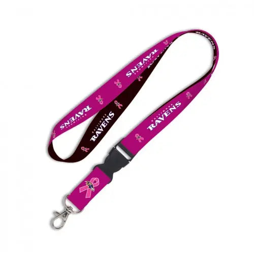 Baltimore Ravens Breast Cancer Awareness Pink Ribbon Detachable Lanyard 
