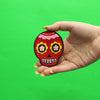 Red Floral Sugar Skull Iron On Embroidered Patch 