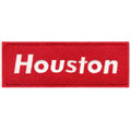 Red Houston Script Box Logo Embroidered Iron on Patch