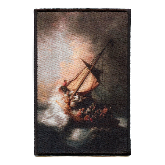 Small Christ In The Storm Painting Patch Rembrandt Embroidered Iron On 