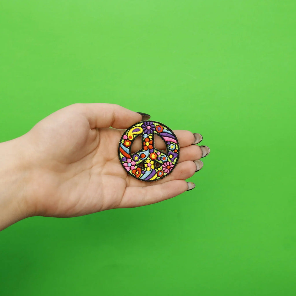 Retro Psychedelic Peace Symbol Embroidered Iron On Patch