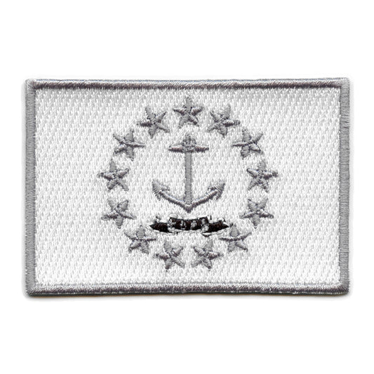 Rhode Island Patch State Flag Grayscale Embroidered Iron On 