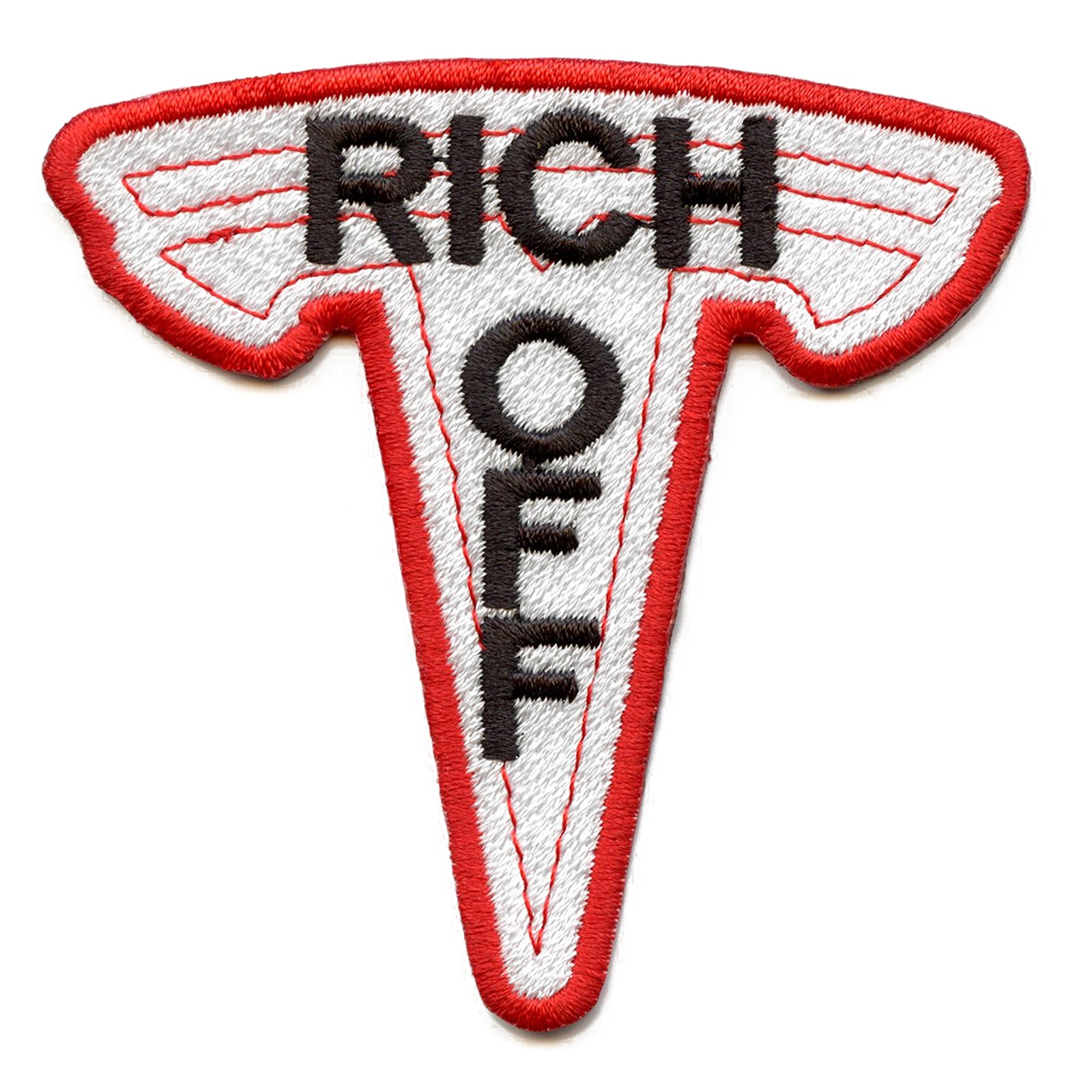 Rich Off EV Stocks T Logo Embroidered Iron On Patch 