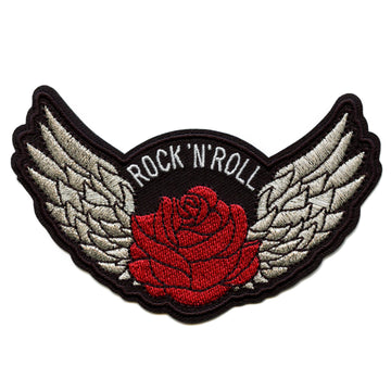 Rock N Roll Rose Patch Wings Genre Music Embroidered Iron On