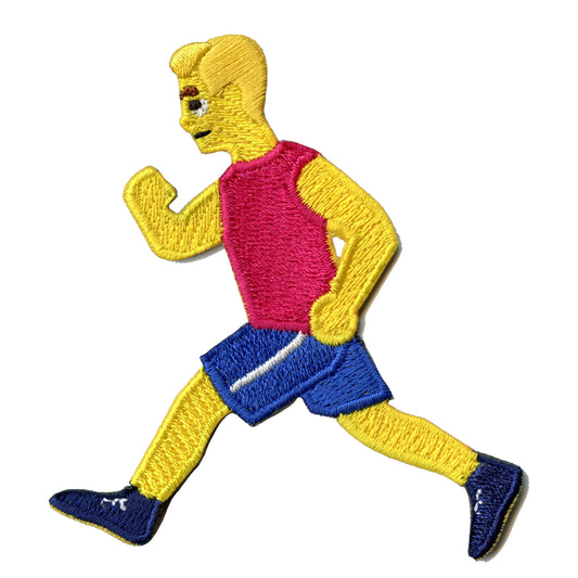 Running Man Yellow Emoji Embroidered Iron On Patch 
