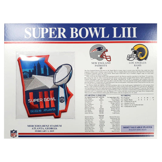 2019 NFL Super Bowl 53 LIII Willabee & Ward Patch Los Angeles Rams Vs. New England Patriots 