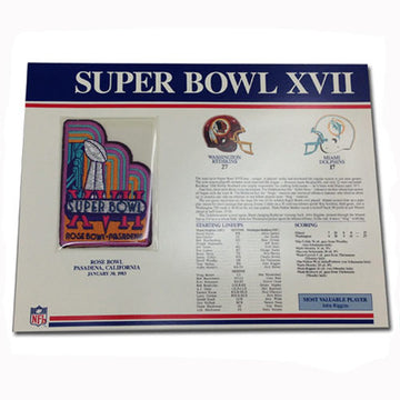 1983 NFL Super Bowl XVII Logo Willabee & Ward Patch With Header Board (Miami Dolphins vs. Washington Redskins) 