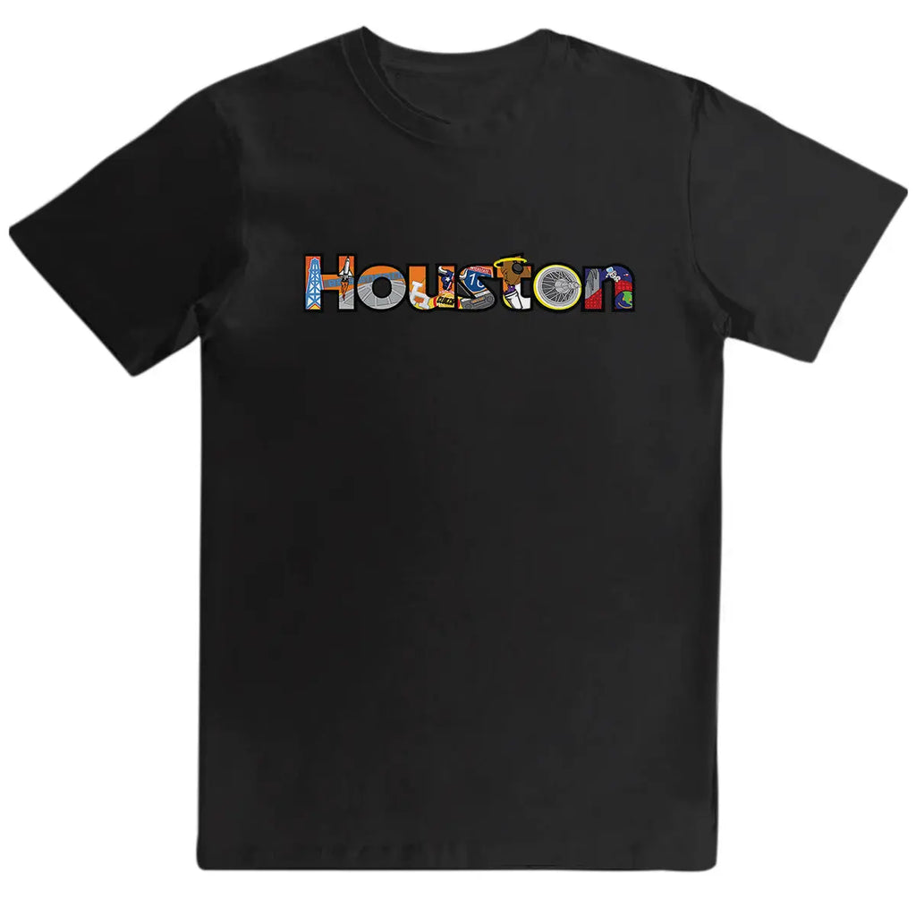 Patch Collection's Houston Texas Iconic Collage Unisex Crewneck T-Shirt 