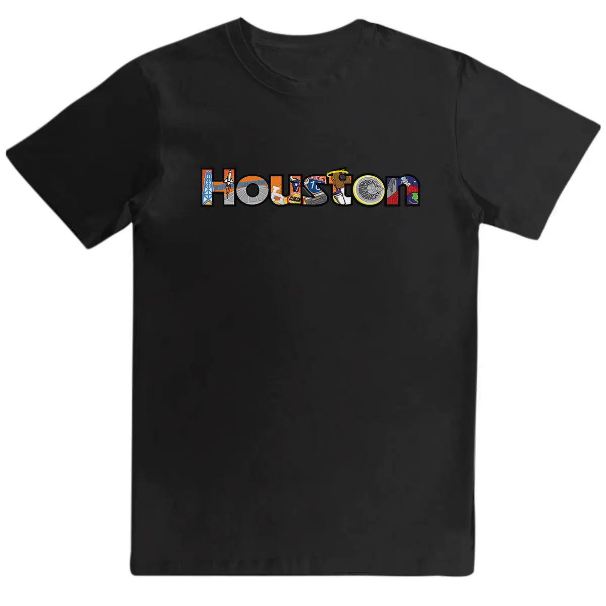 Patch Collection's Houston Texas Iconic Collage Unisex Crewneck T-Shirt 