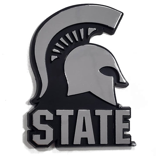 Michigan State Spartans Helmet W/Script Car 3D Chrome Auto Emblem 