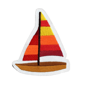 Sail Boat Emoji Embroidered Iron On Patch 