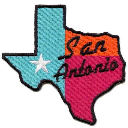 San Antonio Texas Retro Colors State Parody Embroidered Iron On Patch 