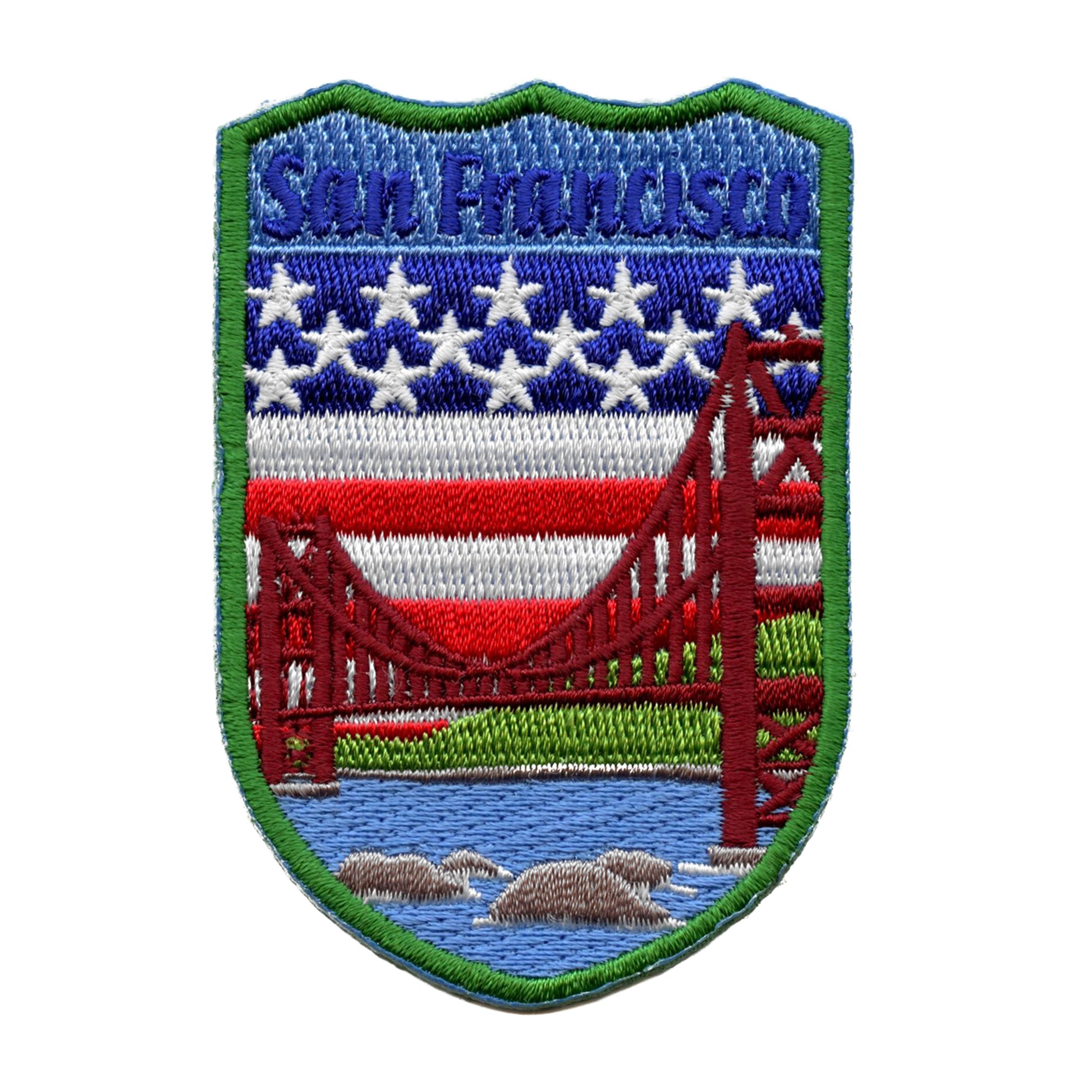 San Francisco California Shield Patch Travel Badge Memory Embroidered Iron On 