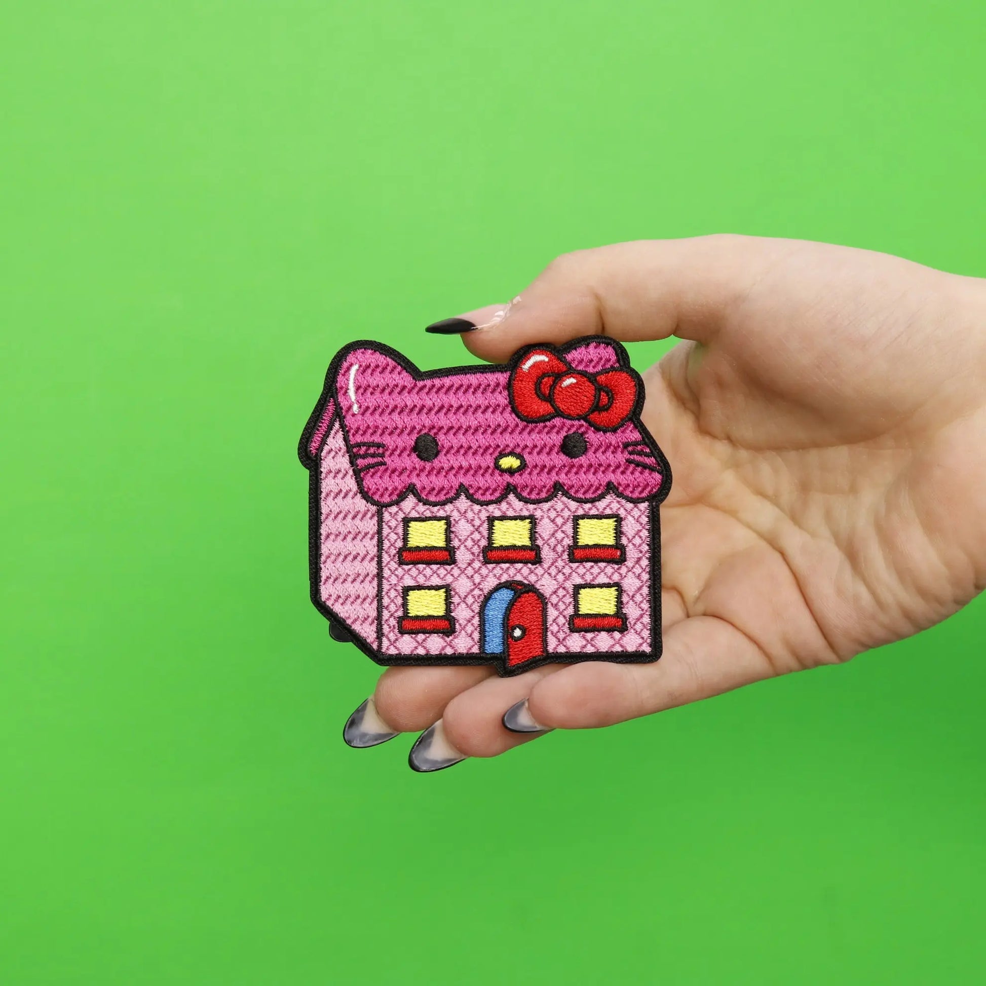 Hello Kitty Pink House With Bow Iron On Embroidered Patch 