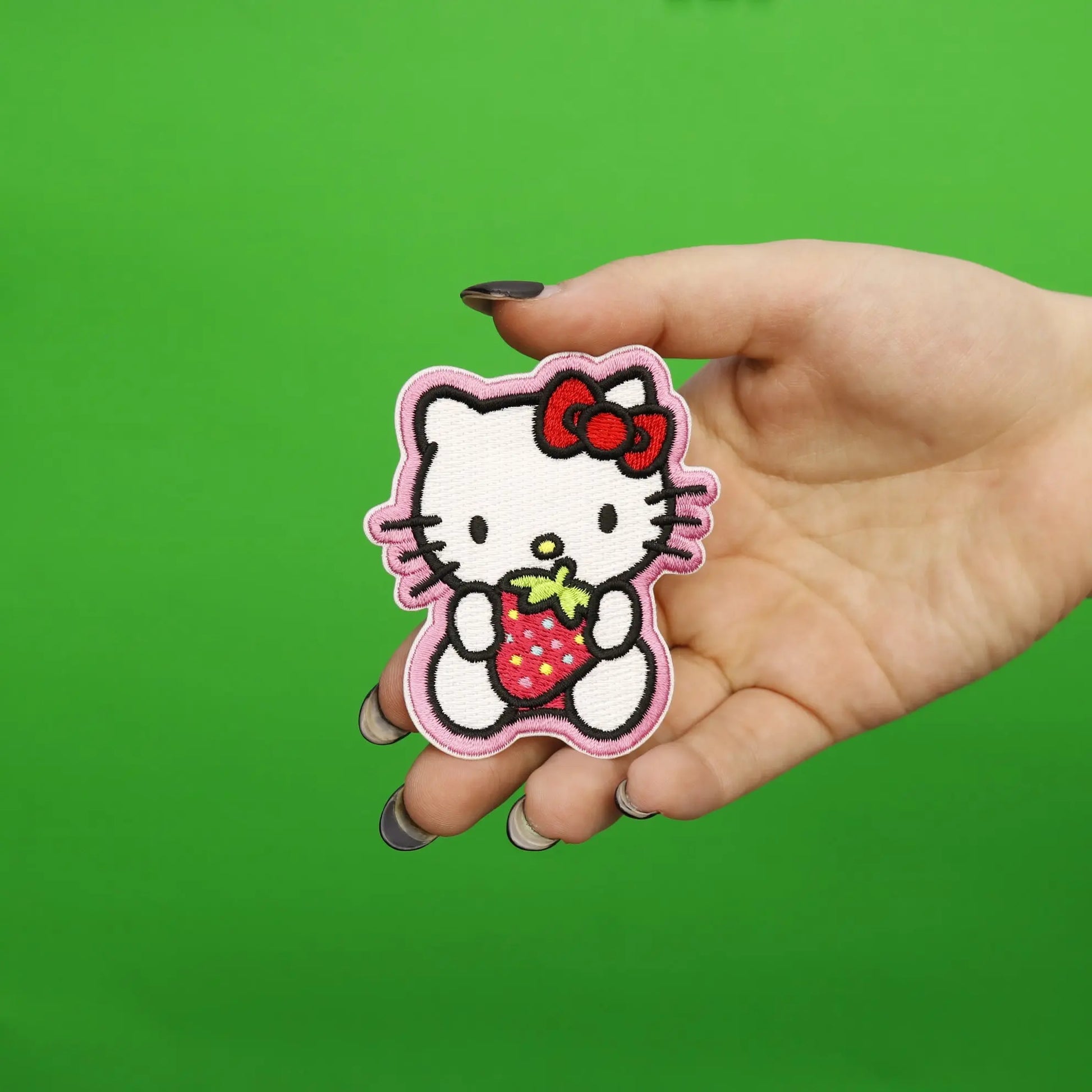 Hello Kitty Hugging Strawberry Sweet Iron On Embroidered Patch 