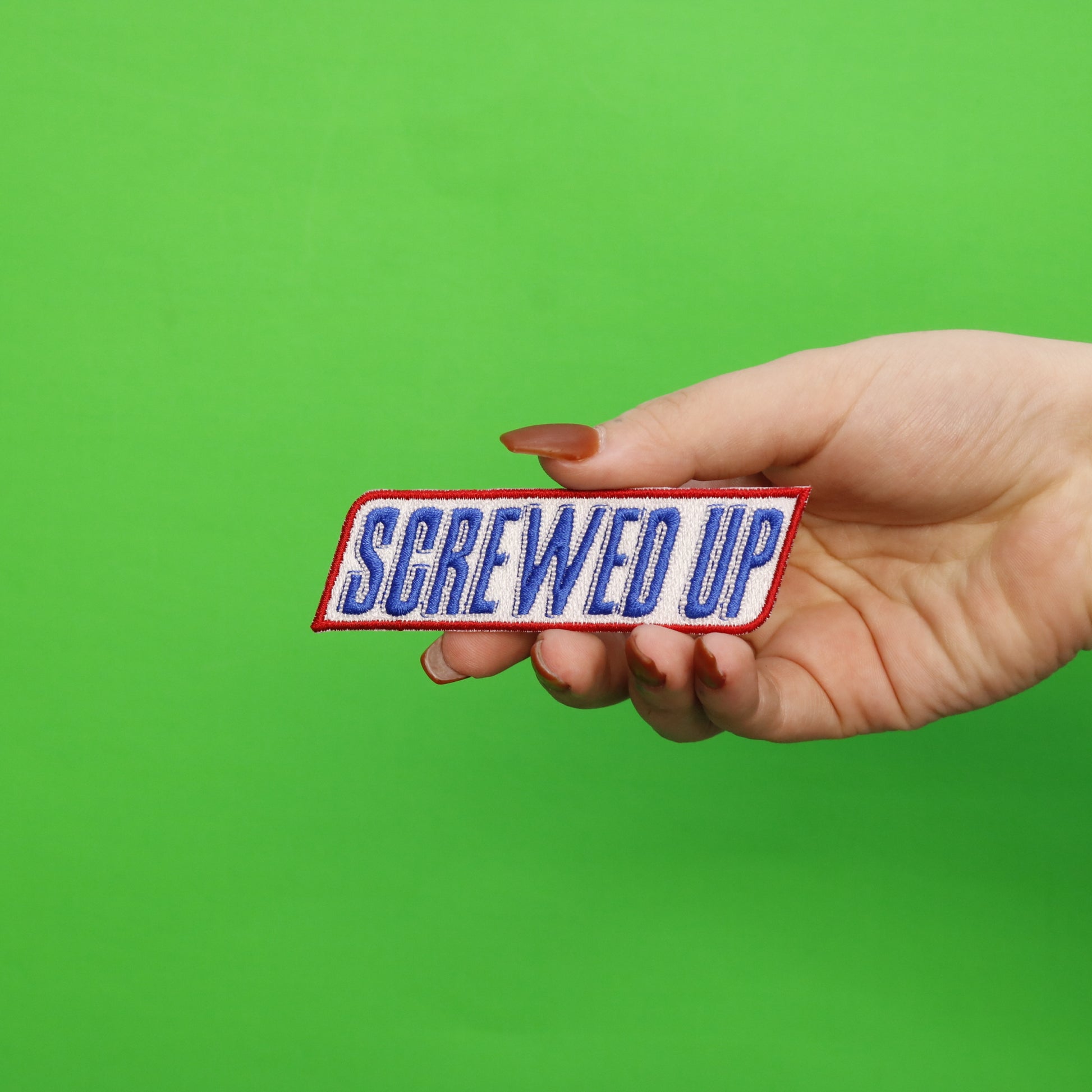 Houston's Screwed Up Chocolate Candy Bar Iron On Patch 