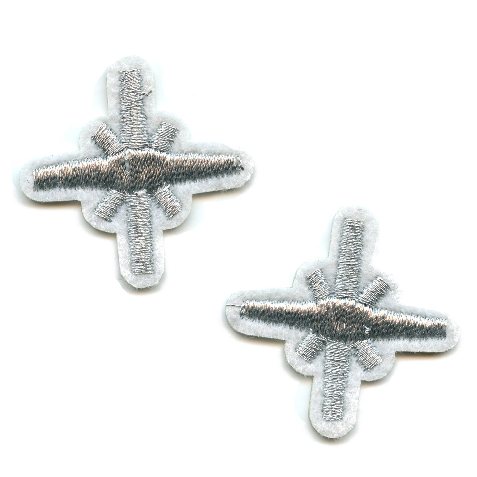 Small Twinkling Silver Stars Embroidered Iron On Patch (2 Pack) 