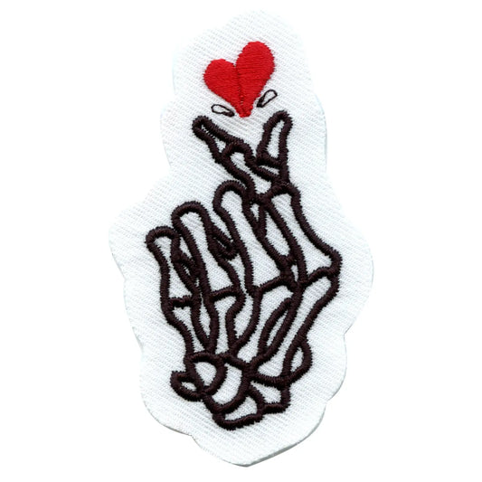 K-Pop Heart Skeleton Fingers Embroidered Iron On Patch 