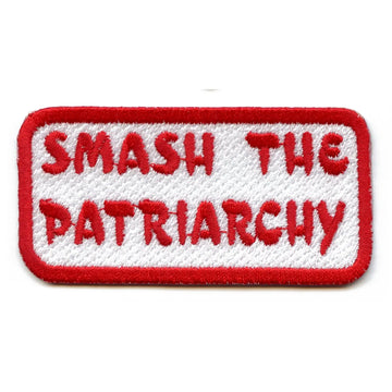 Red Smash The Patriarchy Box Embroidered Iron On Patch 
