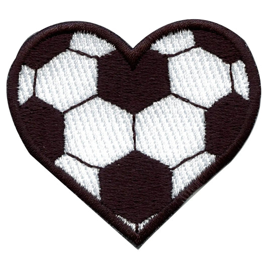 Soccer Ball Heart Embroidered Iron On Patch 