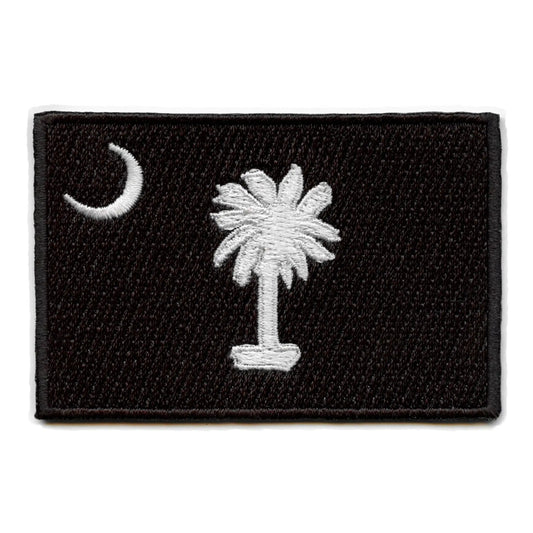 South Carolina Patch State Flag Grayscale Embroidered Iron On 